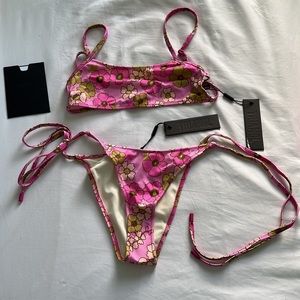 Triangl bikini pink floral